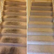 Stairs carpet before and after cleaning